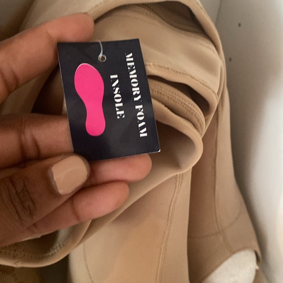 Stretch thigh high open toe boots block heel - Picture 4 of 4